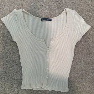 Brandy Melville cream button up top! Super cute ribbed cream top with scoop neck